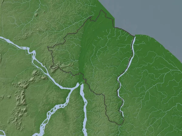 埃斯波群岛 西德梅拉拉 圭亚那地区 带有湖泊和河流的Wiki风格的高程图 — 图库照片
