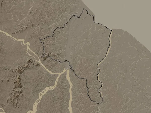 Essequibo Islands West Demerara Region Guyana Nadmořská Mapa Zabarvená Sépiovými — Stock fotografie