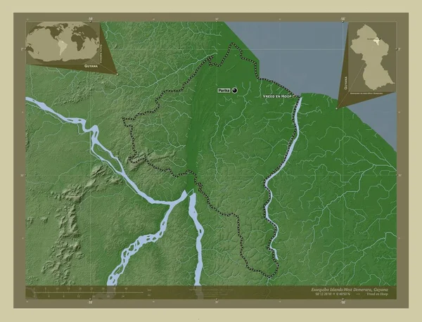 Ilhas Essequibo Demerara Ocidental Região Guiana Mapa Elevação Colorido Estilo — Fotografia de Stock