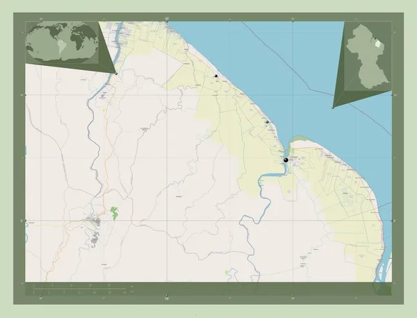 Mahaica Berbice Regione Della Guyana Mappa Stradale Aperta Località Delle — Foto Stock