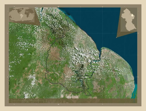 Mahaica Berbice Περιφέρεια Γουιάνας Υψηλής Ανάλυσης Δορυφορικός Χάρτης Γωνιακοί Χάρτες — Φωτογραφία Αρχείου
