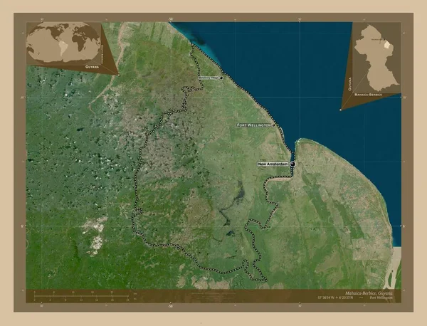 Mahaica Berbice Regio Guyana Lage Resolutie Satellietkaart Locaties Namen Van — Stockfoto