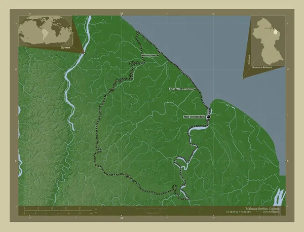 Mahaica Berbice Region Guyana Zdvihová Mapa Zbarvená Stylu Wiki Jezery — Stock fotografie