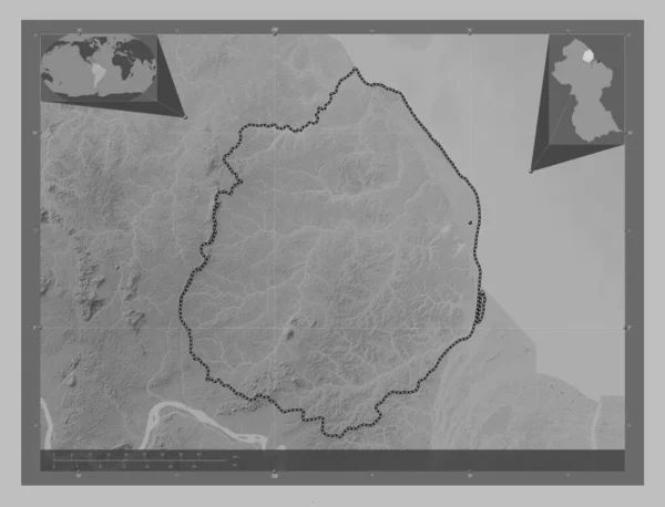 Pomeroon Supenaam Regio Guyana Grayscale Hoogte Kaart Met Meren Rivieren — Stockfoto