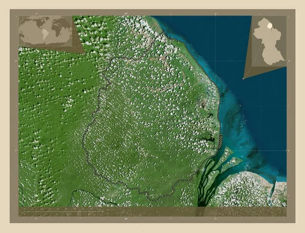 圭亚那地区的Pomeroon Supenlin 高分辨率卫星地图 角辅助位置图 — 图库照片