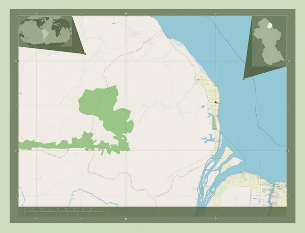 Pomeroon Supenaam Regione Della Guyana Mappa Stradale Aperta Mappa Della — Foto Stock