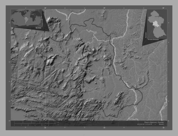 Potaro Siparuni Region Guyana Mapa Nadmořské Výšky Jezery Řekami Umístění — Stock fotografie