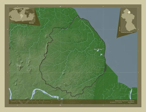 Померун Супенаам Регион Гайаны Карта Высоты Окрашенная Вики Стиле Озерами — стоковое фото