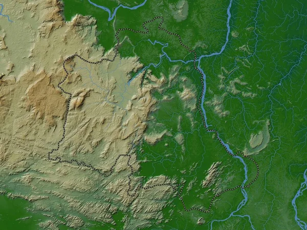 Potaro Siparuni Region Guyana Colored Elevation Map Lakes Rivers — Stock Photo, Image