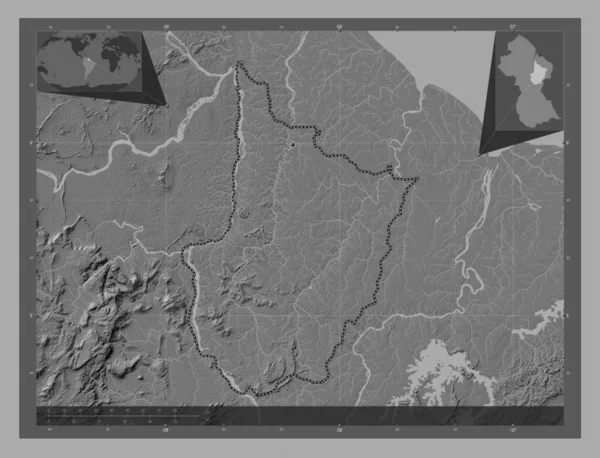 Felső Demerara Berbice Guyana Régió Kétszintes Domborzati Térkép Tavakkal Folyókkal — Stock Fotó