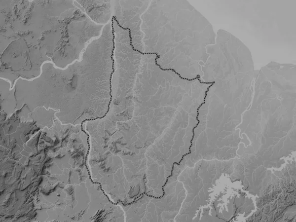 上デメラベルビツェ ガイアナの地域 湖や川とグレースケール標高マップ — ストック写真
