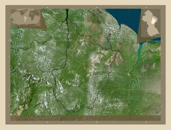 Upper Demerara Berbice Region Guyana High Resolution Satellite Map Corner — Stock Photo, Image