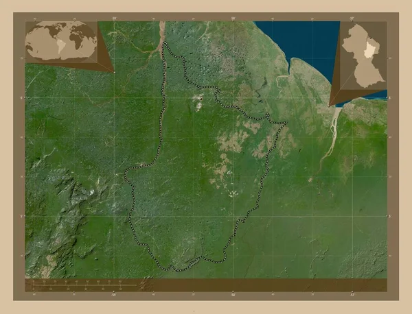 Upper Demerara Berbice Region Guyana Low Resolution Satellite Map Corner — Stock Photo, Image