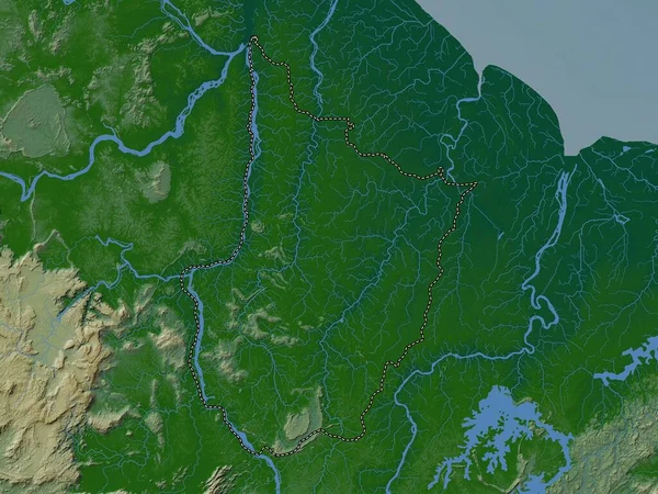 Верхняя Демерара Бербис Регион Гайаны Цветная Карта Высот Озерами Реками — стоковое фото