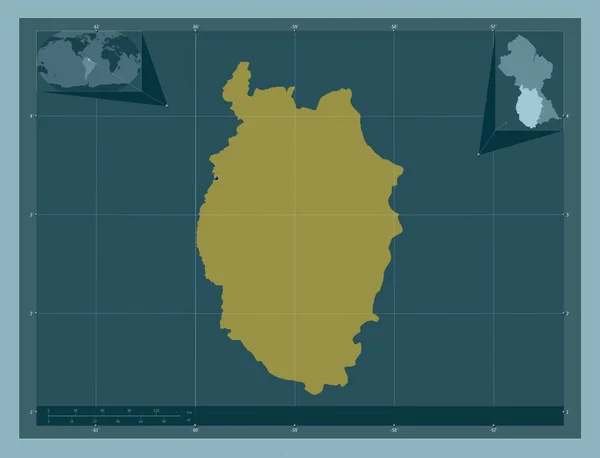 ガイアナの北部 タクツ アッパー エセキボ しっかりした色の形 コーナー補助位置図 — ストック写真