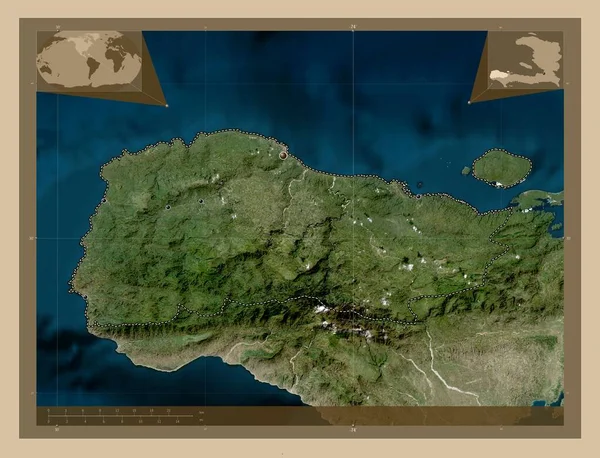 Grand Anse Haiti Megye Kis Felbontású Műholdas Térkép Régió Nagyvárosainak — Stock Fotó