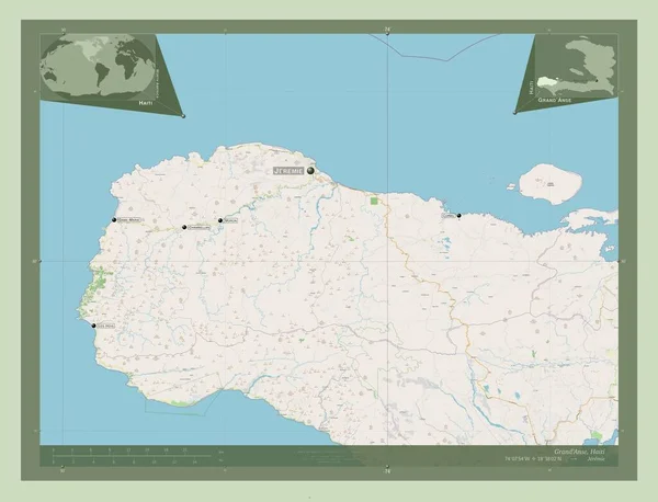 Grand Anse Departement Haïti Open Plattegrond Locaties Namen Van Grote — Stockfoto