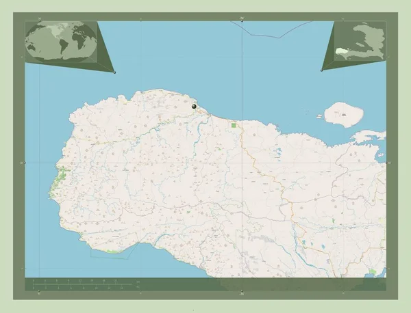 Grand Anse Haiti Departmanı Açık Sokak Haritası Köşedeki Yedek Konum — Stok fotoğraf