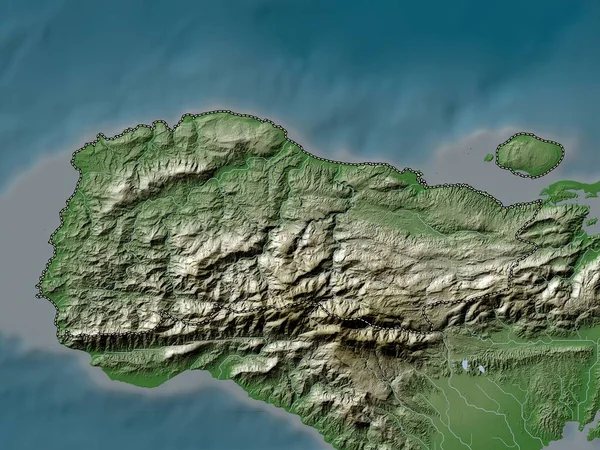 Grand Anse Department Haiti Elevation Map Colored Wiki Style Lakes — Stock Photo, Image