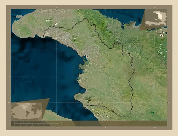 Artibonite Departementet Haiti Högupplöst Satellitkarta Hjälpkartor För Hörnen — Stockfoto