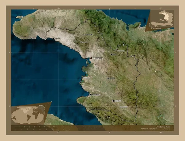 Artibonite Departement Haïti Lage Resolutie Satellietkaart Locaties Namen Van Grote — Stockfoto