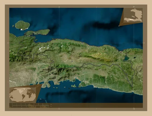 Ніпс Департамент Гаїті Супутникова Карта Низькою Роздільною Здатністю Розташування Великих — стокове фото