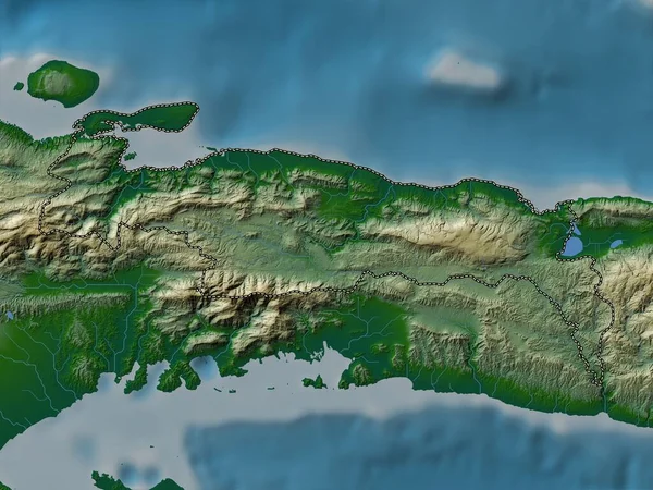 Nippes Département Haïti Carte Altitude Colorée Avec Lacs Rivières — Photo