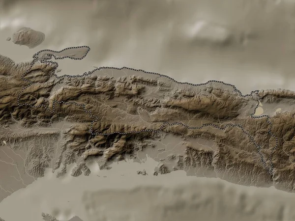 Νίπες Τμήμα Αϊτής Υψόμετρο Χάρτη Χρωματισμένο Τόνους Σέπια Λίμνες Και — Φωτογραφία Αρχείου