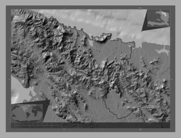 Norte Departamento Haití Mapa Elevación Bilevel Con Lagos Ríos Ubicaciones —  Fotos de Stock