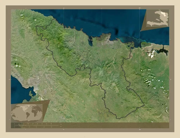 北ハイチの部署だ 高解像度衛星地図 コーナー補助位置図 — ストック写真
