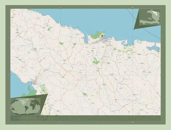 北海地省Nord Department Haiti 开放街道地图 角辅助位置图 — 图库照片