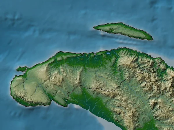 Nord Ouest Departement Haiti Farbige Höhenkarte Mit Seen Und Flüssen — Stockfoto
