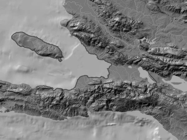 Ouest Departamentul Haiti Harta Altitudinii Bilevelelor Lacuri Râuri — Fotografie, imagine de stoc