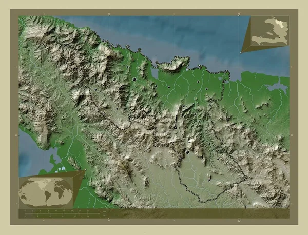 Nord Dipartimento Haiti Mappa Elevazione Colorata Stile Wiki Con Laghi — Foto Stock