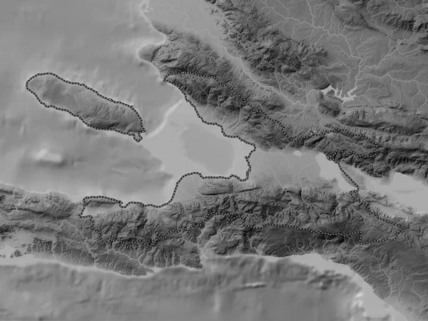 Ouest Departementet Haiti Grayscale Höjdkarta Med Sjöar Och Floder — Stockfoto