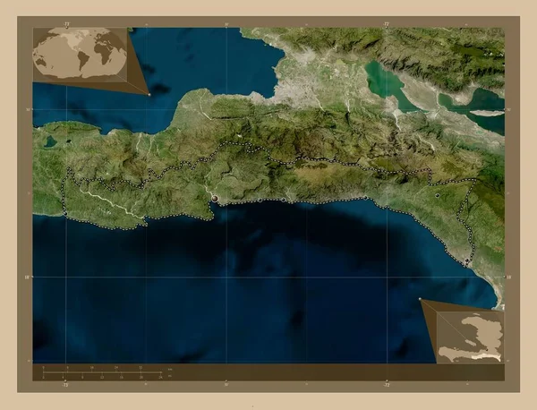 Sud Est Департамент Гаити Карта Спутника Низкого Разрешения Места Расположения — стоковое фото