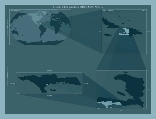 Sud Departamento Haití Diagrama Que Muestra Ubicación Región Mapas Gran —  Fotos de Stock