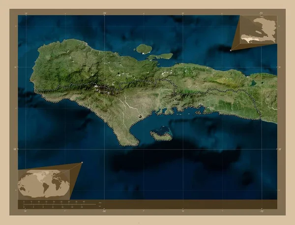 Сад Департамент Гаити Карта Спутника Низкого Разрешения Вспомогательные Карты Расположения — стоковое фото