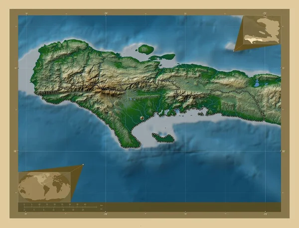 Sud Departamento Haiti Mapa Elevação Colorido Com Lagos Rios Mapa — Fotografia de Stock