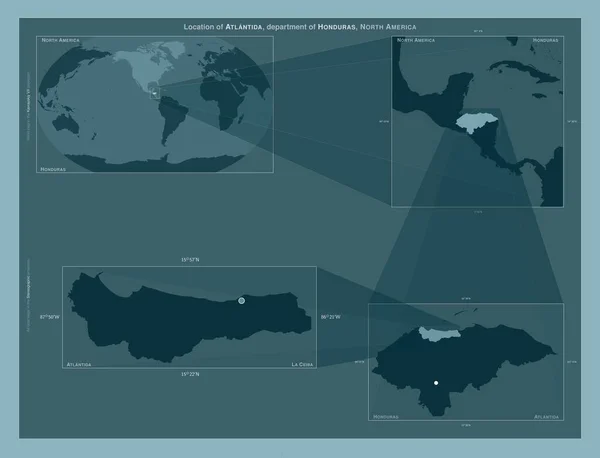 Atlantida Departamento Honduras Diagrama Mostrando Localização Região Mapas Maior Escala — Fotografia de Stock