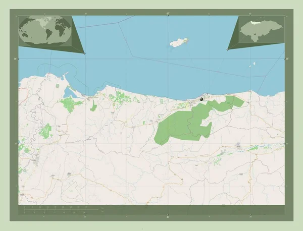 Atlantida Departement Honduras Open Plattegrond Hulplocatiekaarten Hoek — Stockfoto