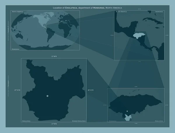 Чолутека Департамент Гондурасу Діаграма Показує Розташування Регіону Мапах Великого Масштабу — стокове фото