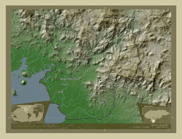 Choluteca Dipartimento Dell Honduras Mappa Elevazione Colorata Stile Wiki Con — Foto Stock