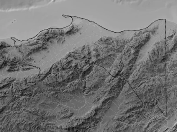 Tračník Oddělení Hondurasu Výškové Mapy Stupních Šedi Jezery Řekami — Stock fotografie
