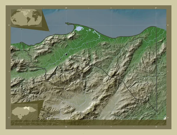 Colon Département Honduras Carte Altitude Colorée Dans Style Wiki Avec — Photo