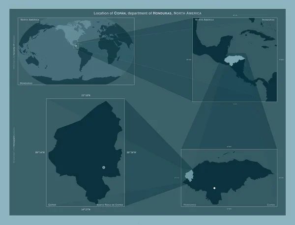 Копан Відділ Гондурасу Діаграма Показує Розташування Регіону Мапах Великого Масштабу — стокове фото