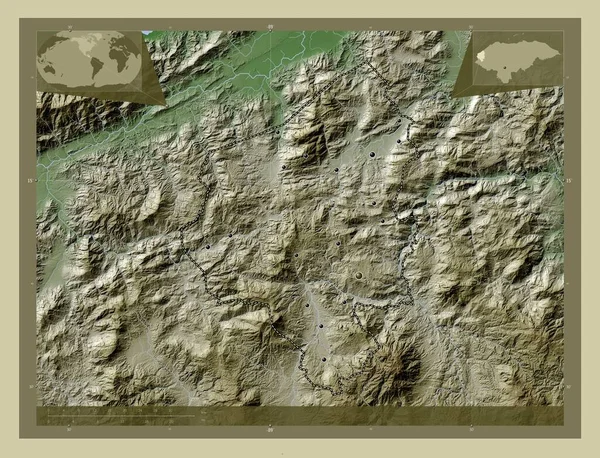 Κόπαν Τμήμα Ονδούρας Υψόμετρο Χάρτη Χρωματισμένο Στυλ Wiki Λίμνες Και — Φωτογραφία Αρχείου