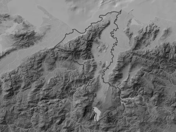 Кортес Департамент Гондураса Карта Высот Оттенках Серого Озерами Реками — стоковое фото