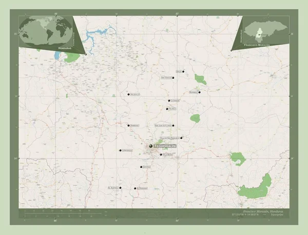 Francisco Morazan Departement Honduras Open Plattegrond Locaties Namen Van Grote — Stockfoto