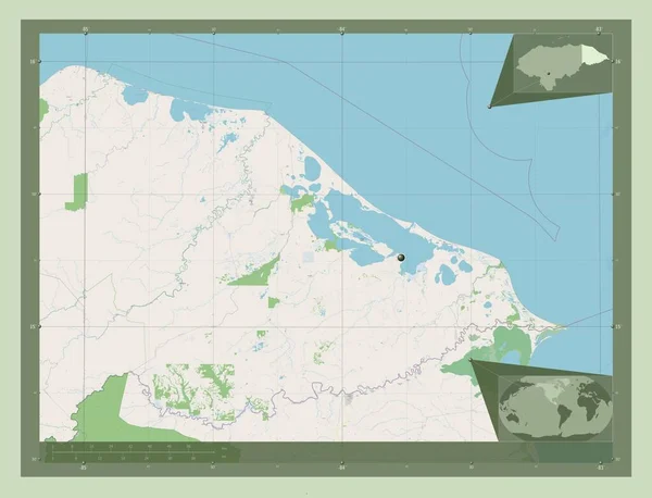 Gracias Dios Департамент Гондураса Карта Улиц Вспомогательные Карты Расположения Углов — стоковое фото